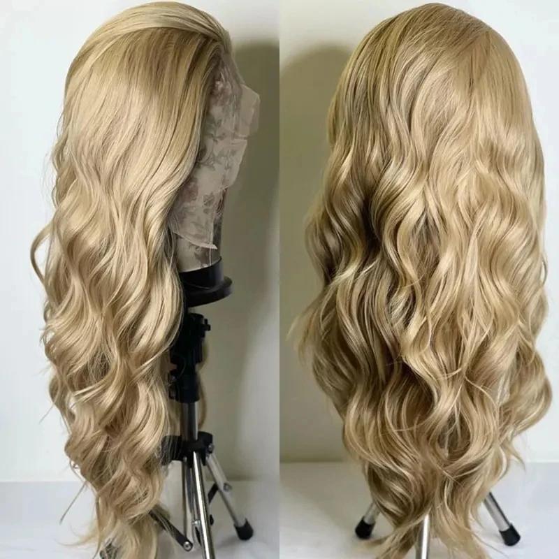 

Предварительно выщипанный синтетический парик спереди, пепельно-русый блондин, плотность волос 150, бесклеевые парики для женщин, парик из синтетических волос