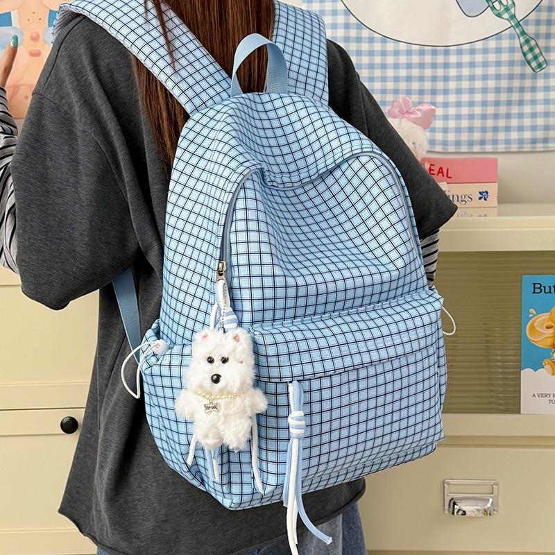 Schoolbag New Mori Plaid School Bag Student Party Korean High Value Casual Backpack Large Capacity Lightweight Backpack
