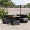 Vidaxl 6-Cz. Set di Mobili da Giardino con Cuscini, Polyrattan Nero