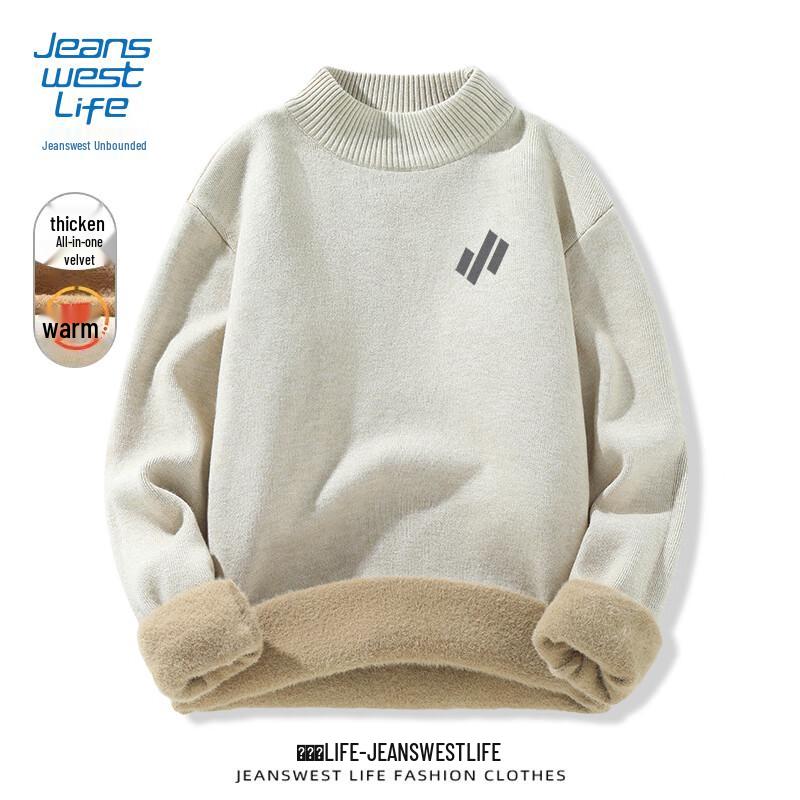 Jeanswest Men s Fleece-Lined Mock Neck Pullover Sweater M