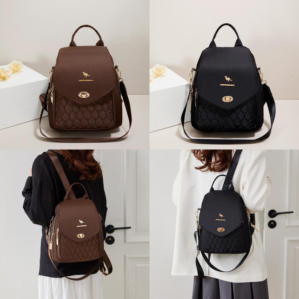 Kangaroo Pattern Nylon Quilted Womens Backpack With Durable Anti Shock Design For Daily Use