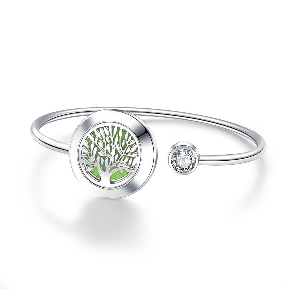 Tree of Life Aromatherapy Diffuser Bracelet - Rotating Hollow Design, Alloy & Stainless Steel, Non-Magnetic Couples Bracelets