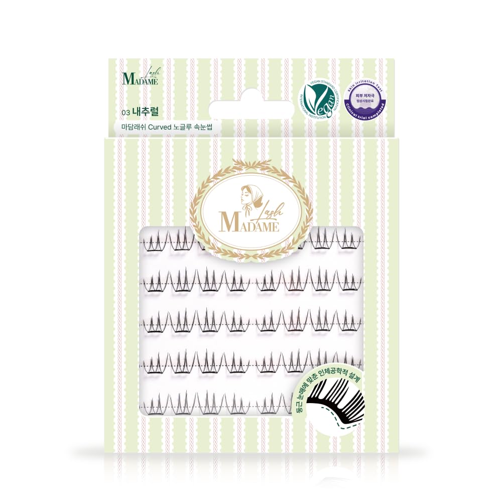 

Madame Lash No-Glue Vegan Cluster False Eyelashes (Partial Use) - Lightweight, Natural Look - Korean Cosmetics (Black, NATURAL)