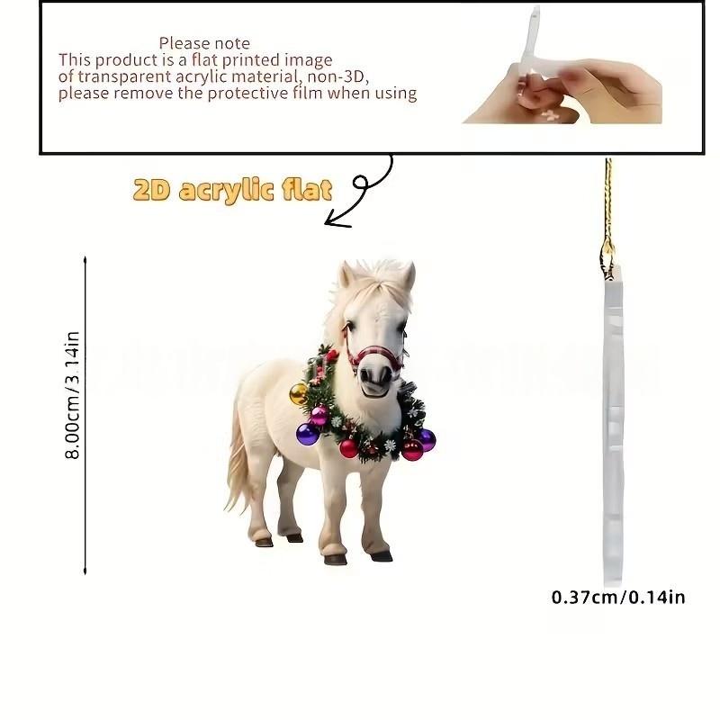 Ornament Pandantiv Acrilic 2D Cal de Crăciun Decor Festiv Pentru Interior Exterior Copaci Decorațiune Agățată Accesorii de Petrecere