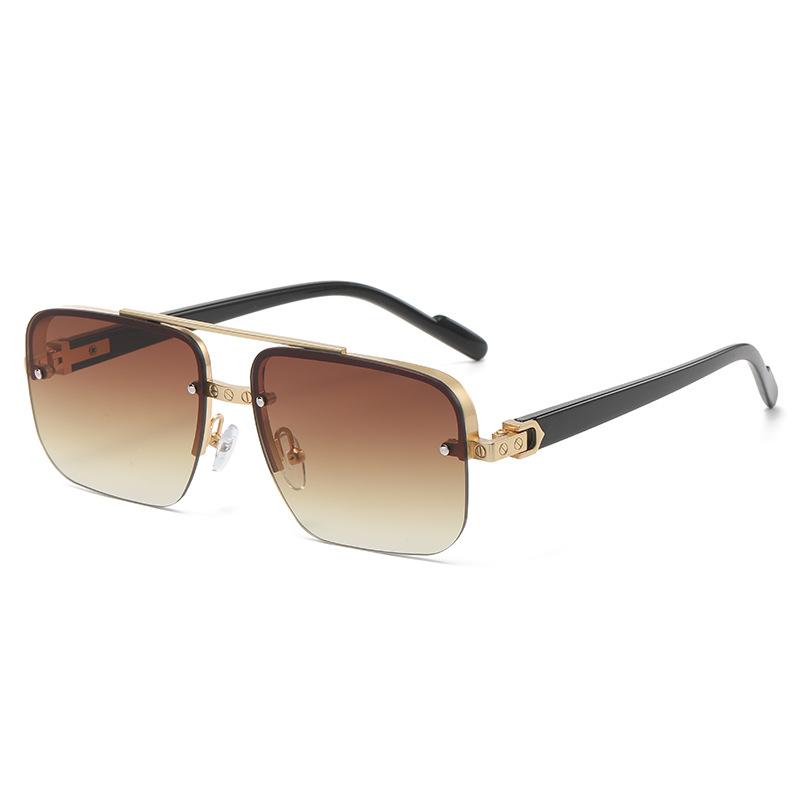 Новые ретро-солнцезащитные очки с двойной лучом и полуоправой — фото 4