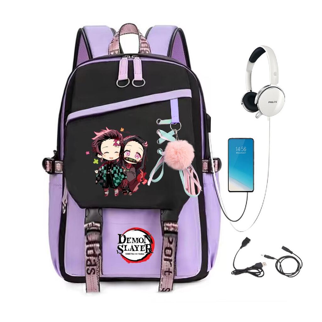 Peripheral Spine Backpack Strap Usb Multifunctional Student Schoolbag Animation Cartoon Children'S Backpack