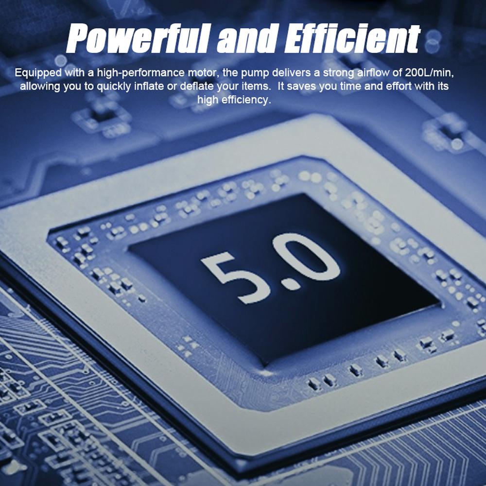 Cordless Air Pump Portable Electric Air Compressor Inflation & Deflation Pump with 5 Nozzles LED