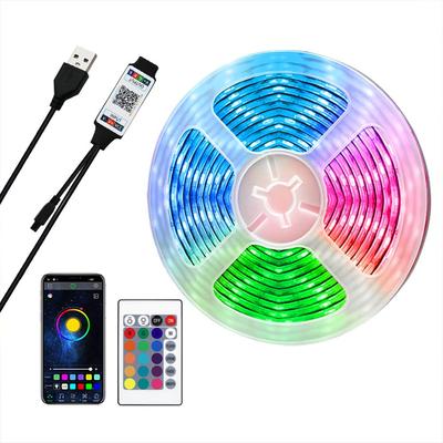 1pcs RGB LED Strip Light 24keys IR Control and APP Bluetooth Control 2835 SMD Flexible Lamp Tape USB Power For TV Backlight Home Party Decoration