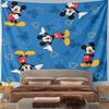 Wide Wall Tapestry Mickey Mouse Poses Seamless Pattern on Blue With Head Icons, Classic 2D, Horizontal Decor for Adult Bedroom Fan Gift