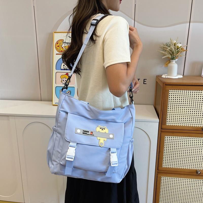 Small fresh nylon bag, women's crossbody shoulder bag, tote bag, class bag, large-capacity student tutoring bag
