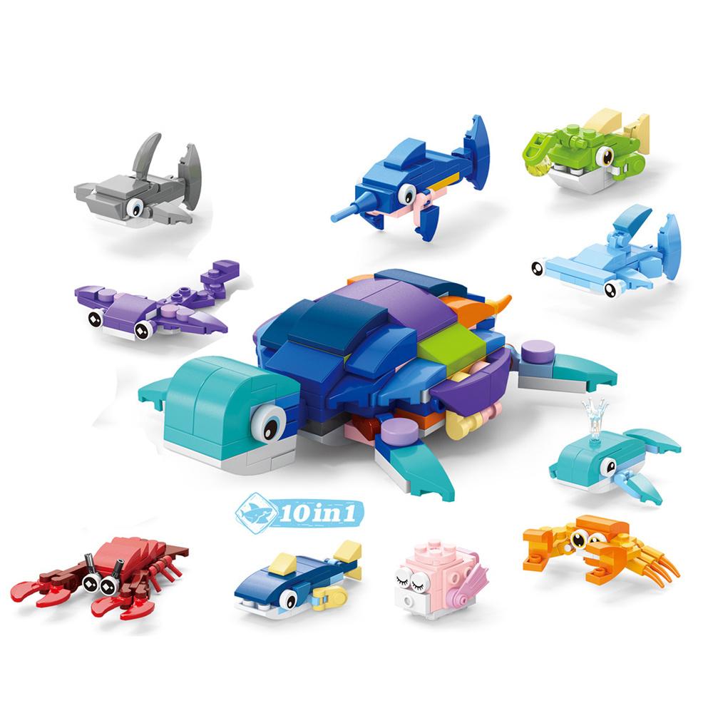 Animals World Insect Fish Bird Dog Elephant Panda Giraffe Honeybee 10 In 1 Building Blocks Kit Bricks Model Kids Toy Children