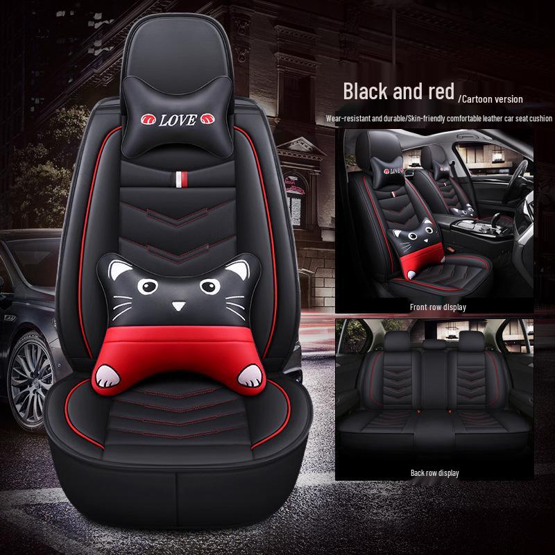 Universal Full Leather Breathable Car Seat Covers - Wear-Resistant, Full Surround, and Fits Five-Seat Interiors