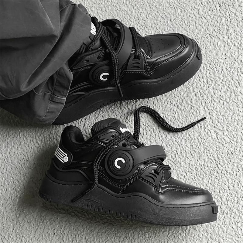 

Fashion Golden Sapling New Flat Platform Skateboarding Shoes Men Fashion Unisex Leisure Sneakers Couple Trendy Tide Leather Shoe Women 36 чёрный