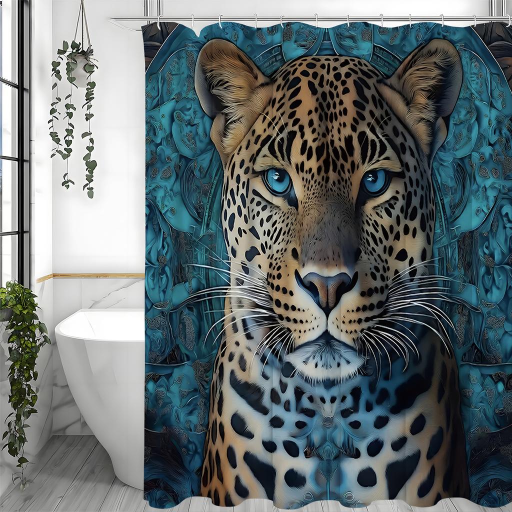 Cool Cheetah Shower Curtain, Bathroom Decorative Shower Curtain, Waterproof Shower Curtain with Hooks