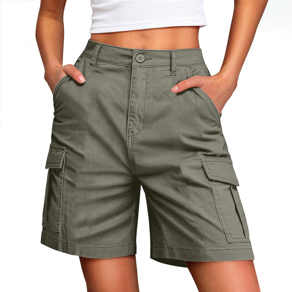 Women High Waist Cargo Shorts Casual Multi Pocket Loose Fit Lounge Shorts
