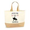 Tote Bag - PLANETEE - Horse Riding 'I Can't' - Natural Jute - Beige - Strong Handles