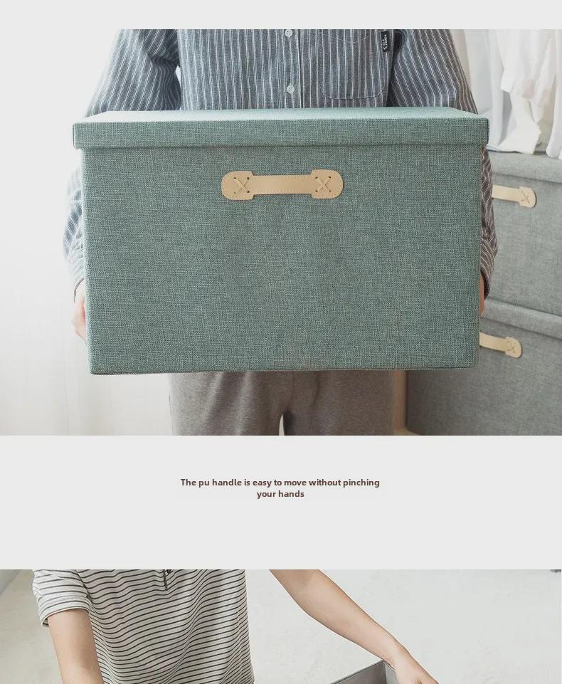 Drawer-Style Folding Storage Basket - Cotton & Linen Fabric