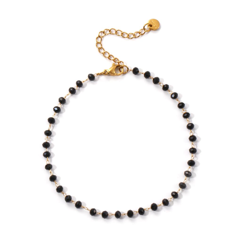 Fashion Summer Anklet 18K Gold Plated 304 Stainless Steel & Glass Beaded Chain Anklets For Women Beach Gift 22cm(8.7") long