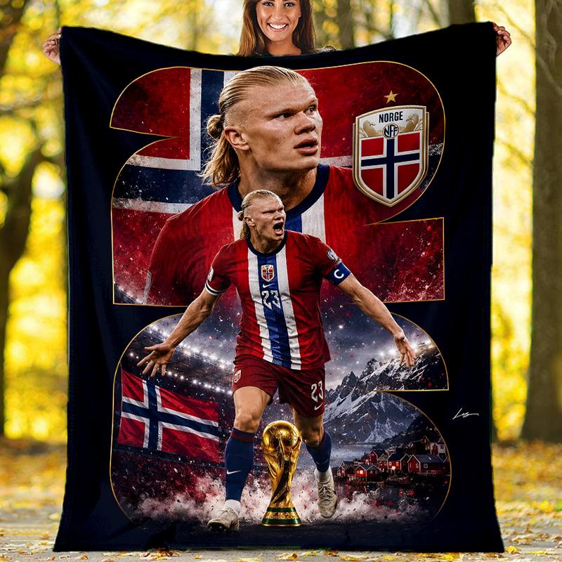 1pc Haaland14 Theme Blanket - Digital Print, Polyester, Cozy for All Seasons, Perfect for Outdoor, and Travel