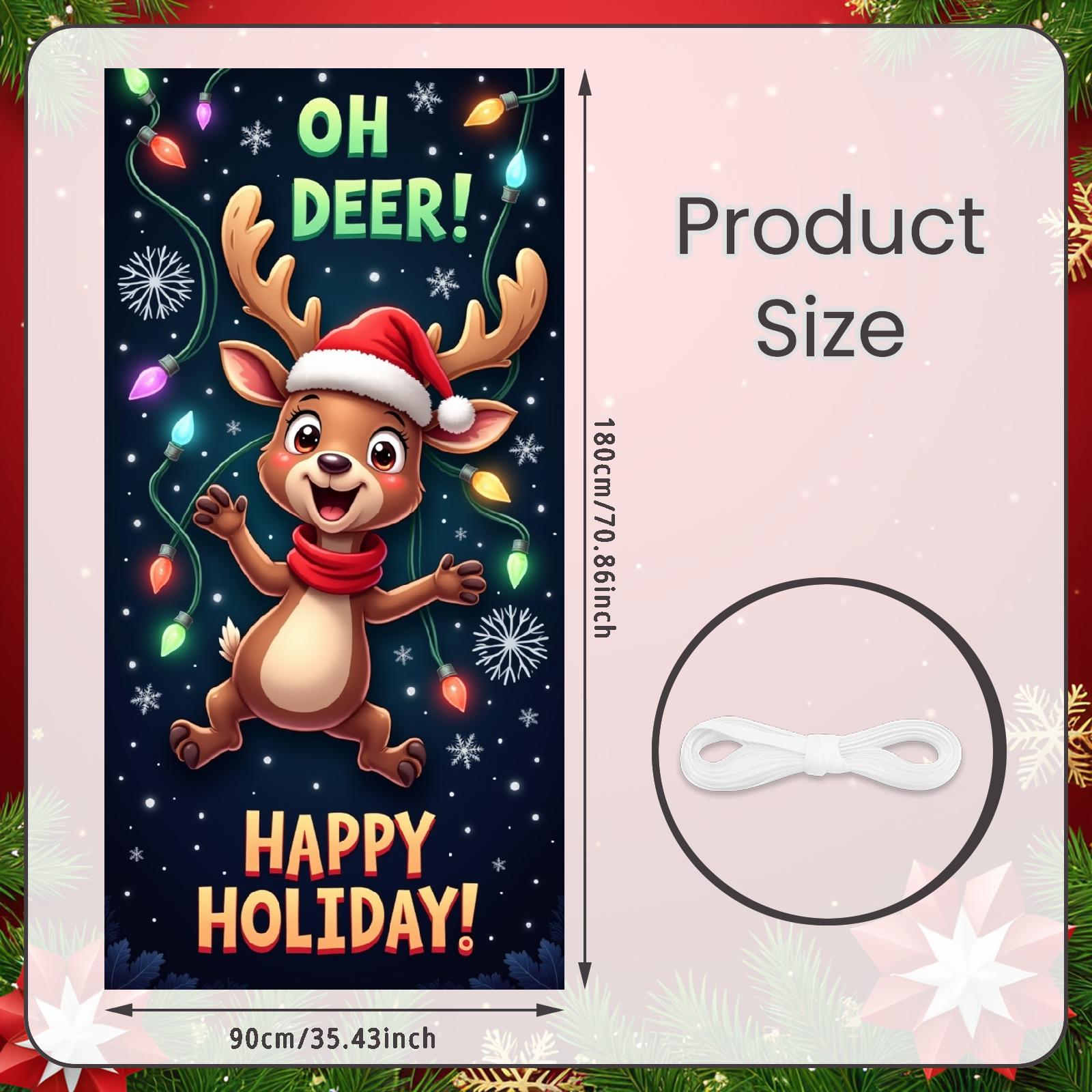 Christmas Banner Santa Hat Christmas Decor Holiday Decoration Reindeer Image Christmas Party For Family Gathering Event