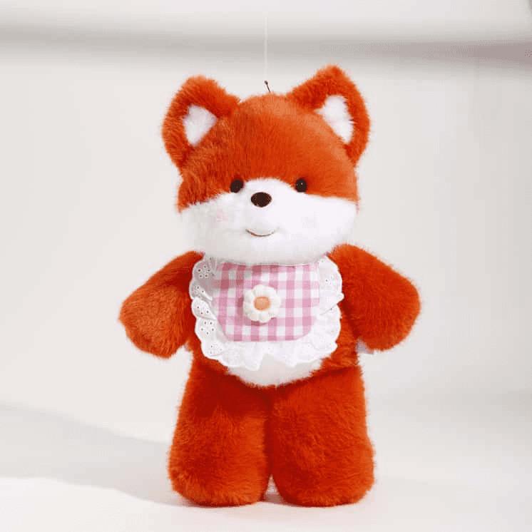 Bear Elephant Bib Rabbit Fox Plush Toy Stuffed Animal Doll Bedroom Decoration