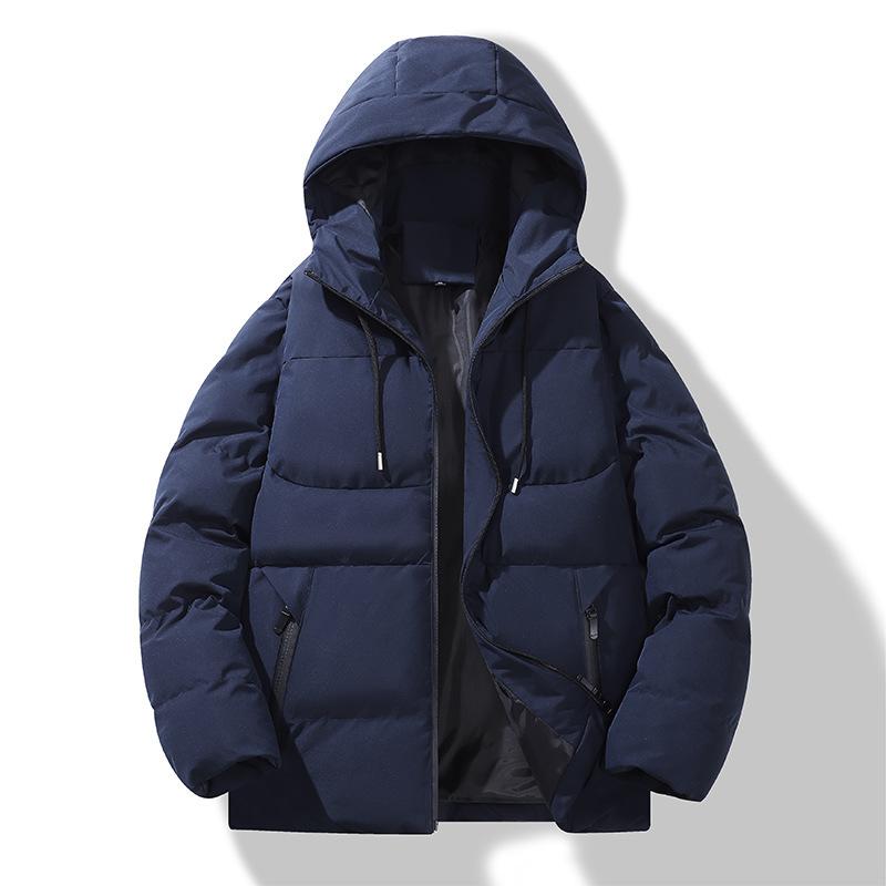 

Hooded down cotton jacket men s winter thickened warm padded jacket youth loose plus size cotton jacket cotton jacket cotton jacket 4XL синій