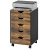 Mobile Office Pedestal, 5 Drawers, Wood, 40 x 40 x 67 cm, Brown