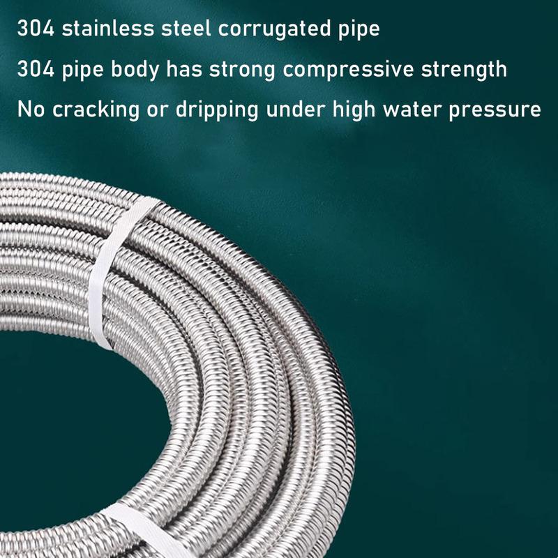 304 Stainless Steel Corrugated Pipe, 16/16.8/20/25mm Water Heater Hose, Hard Corrugated Coil For Hot And Cold Water Inlet And Ou