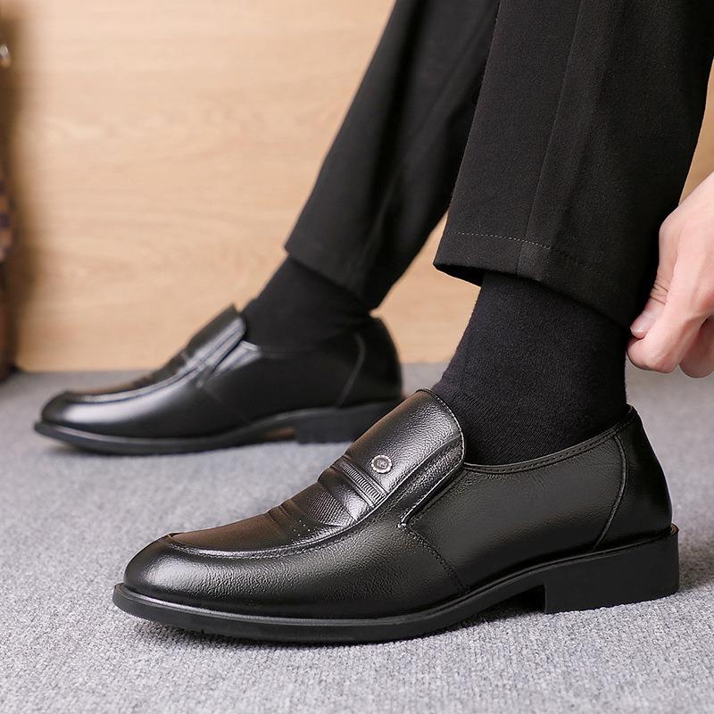 Leather Shoes Men's Spring Leather Business Dress Men's Middle-aged Old Leggings Dad Breathable Men's Shoes