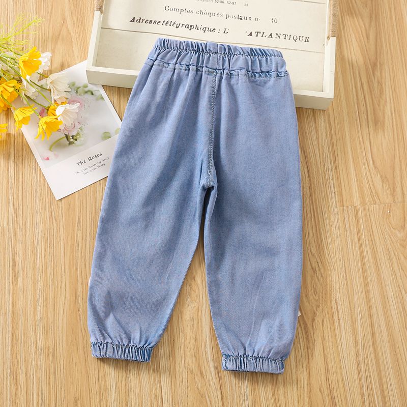 Children's Summer Pants Thin Girls' Mosquito Repellent Pants Baby Girls' Loose Jeans Cropped Pants