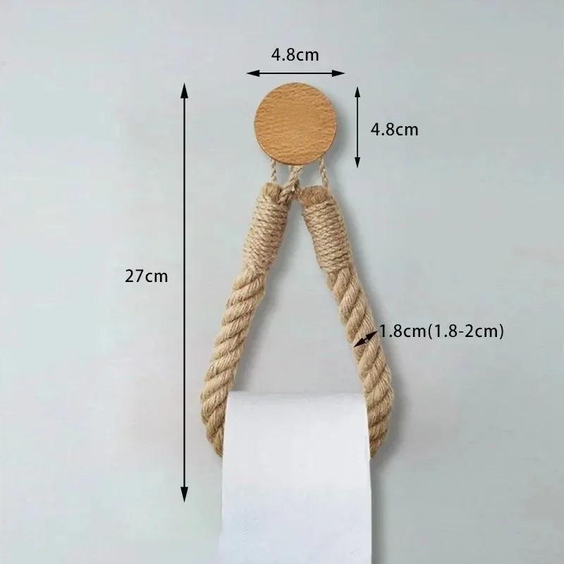 1-10PCS Vintage Rope Toilet Roll Holder No Drilling Self Adhesive Bathroom Storage Rack Rustic Towel Rack for Home Hotel Use