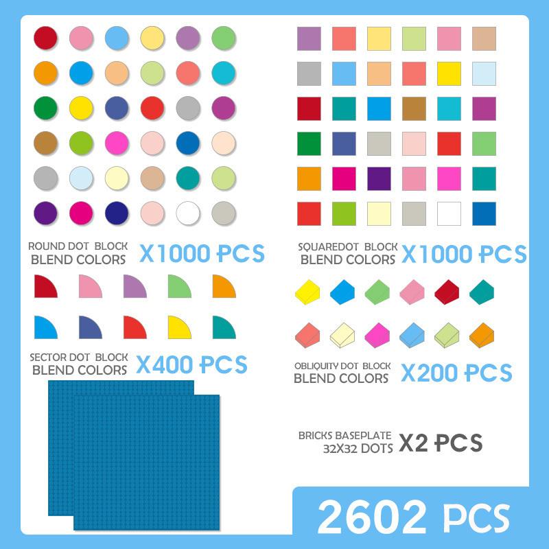 Children's Small Building Blocks 1/4 Circle Tile NEW 1x1 Dot Shaped Bulk Building Block Kids Educational Toy Sets 700-8800PCS