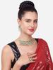 Rosa und Grüne Perlen Cluster Tropfen Kundan Choker Halskette Ohrringe und Ring Set für Damen