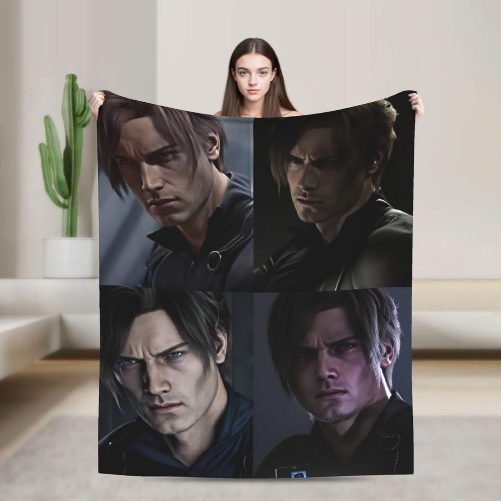 Leon Kennedy Blanket Adults  Flannel Throw Blanket For Sofa Home Comfortable Design Quality Bedspread Gift