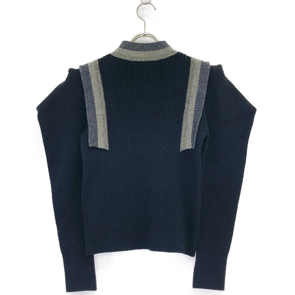 UNITED TOKYO Black 143330008 Wool Blend Cocoon Shoulder Knit Tops FREE blackUsed