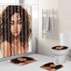 Printed Woman'S Head Pattern Bathroom Floor Mat Shower Curtain Carpet Combination E-Commerce