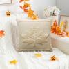 Fall Throw Pillow Cover 18"x18" Plush Pumpkin Pillow Cover Fluffy Maple Leaf Decorative Cushion Cover for Sofa Bedroom Car