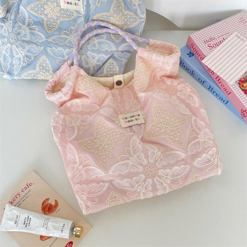 Summer New Embroidered Butterfly Fashion Handbag Casual Shoulder Bag Women's Large-capacity Commuter Tote Bag