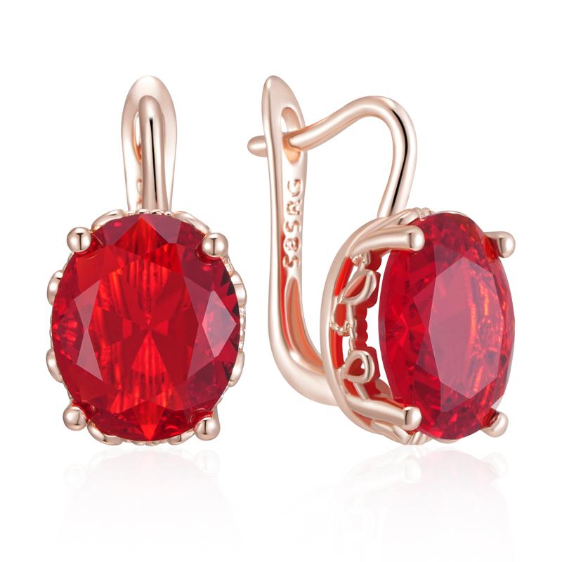 

Блестящие Большие Красные Натуральные Цирконы Серьги-капли Для Женщин Тренд Цвет Розового Золота Свадебные Свадебные Изысканные Ювелирные Изделия Кристалл Подарок