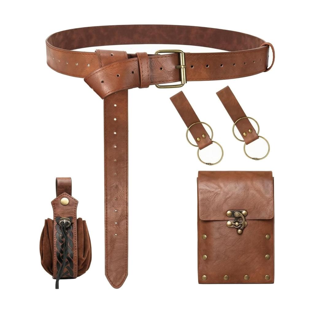 Adjustable Faux-Leather Cosplay Waist Belt Multifunctional with
