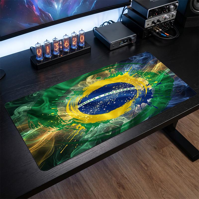 Brazil Football Crest Mouse Pad, Extended Non Slip Rubber Desk Mat for Gaming Office Laptop Fan Gift