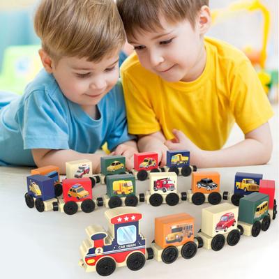 Kids Building Block Train Toy Number Vehicle Dinosaur Skills Cognition Fine Motor Boys Development Toddlers Girls Educational