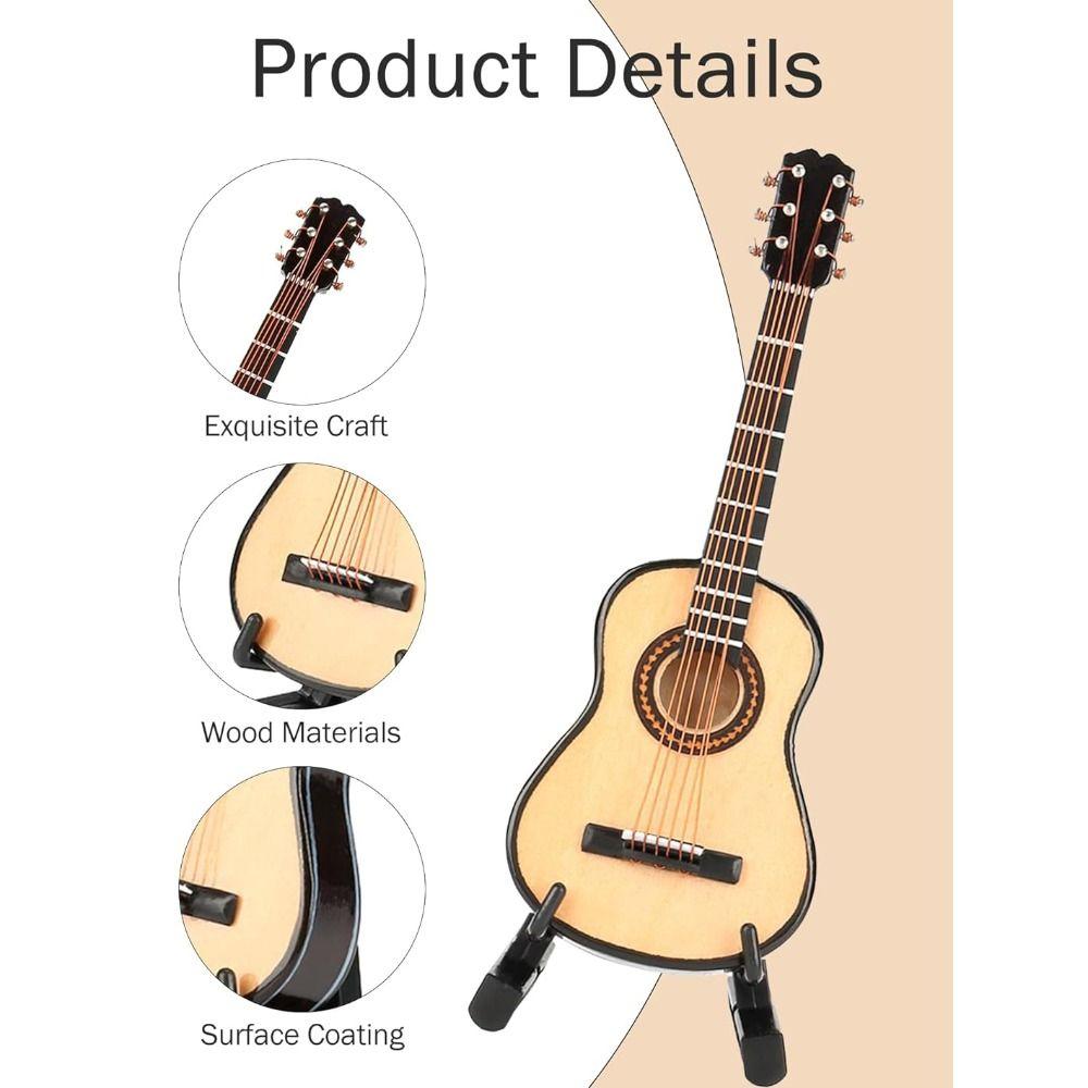 Wooden Pocket Guitar Handmade Musical Instruments Model Tiny Guitar  Dollhouse Accessories