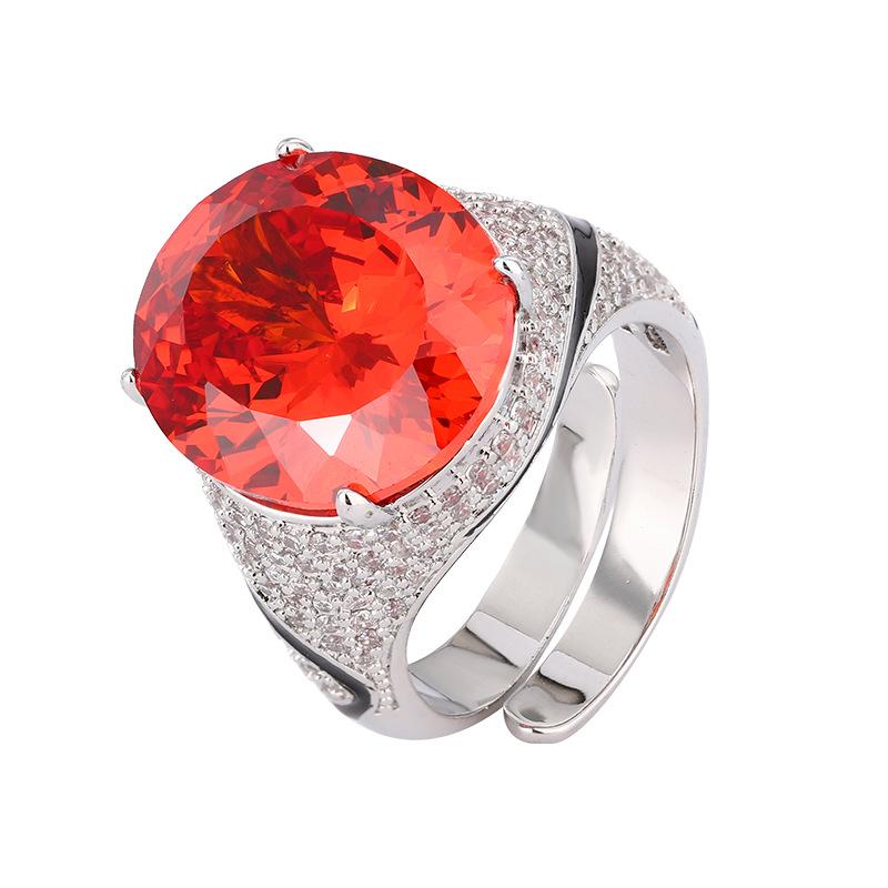 Jewelry Copper Bottom Gold-Plated Retro Simulation Bird'S Nest Cut Colorful Treasure Egg-Shaped Ring Female 14 * 16