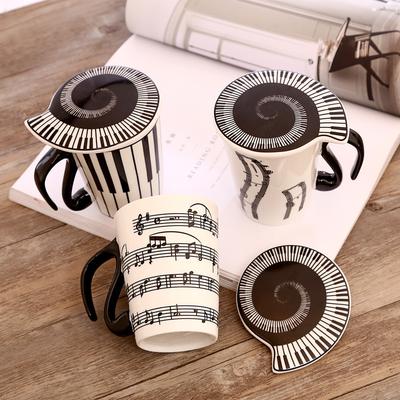270 ml Hrnek Creative Ceramic Music Cup Hrnek s krytem Kancelářský šálek na vodu Hrnek na kávu Hrnek na mléko