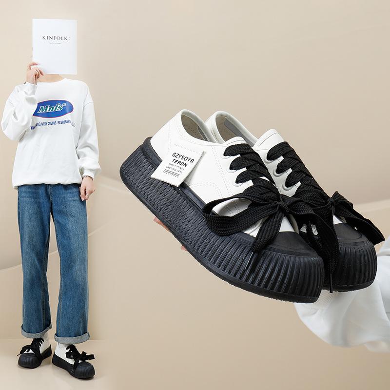 

Женские кроссовки на платформе, противоскользящие удобные повседневные прогулочные туфли из искусственной кожи, дышащие кроссовки на массивной шнуровке для бега, спортивная обувь для тенниса для женщин