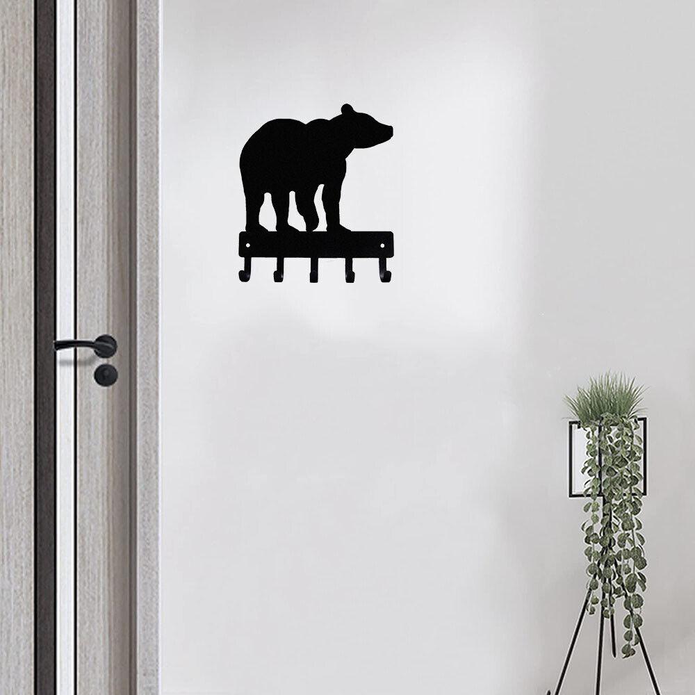 Bear #01 Key Rack Hanger - 6 Inch Wide Metal Wall Art Metal Wall Art Bear Key Hanger Six Inch One
