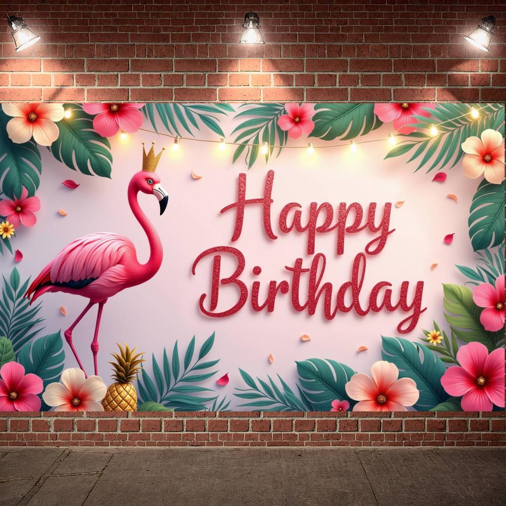 Birthday Background Pineapple Decor Birthday Backdrop Banner Green Palm Leaves Party Background For Birthday Celebration Summer
