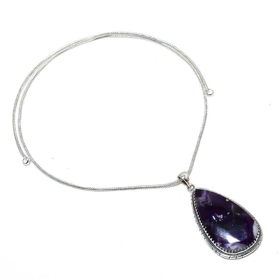 

Chevron Amethyst Gemstone Handmade Ethnic Jewelry Pendant 2.17 SR-9575