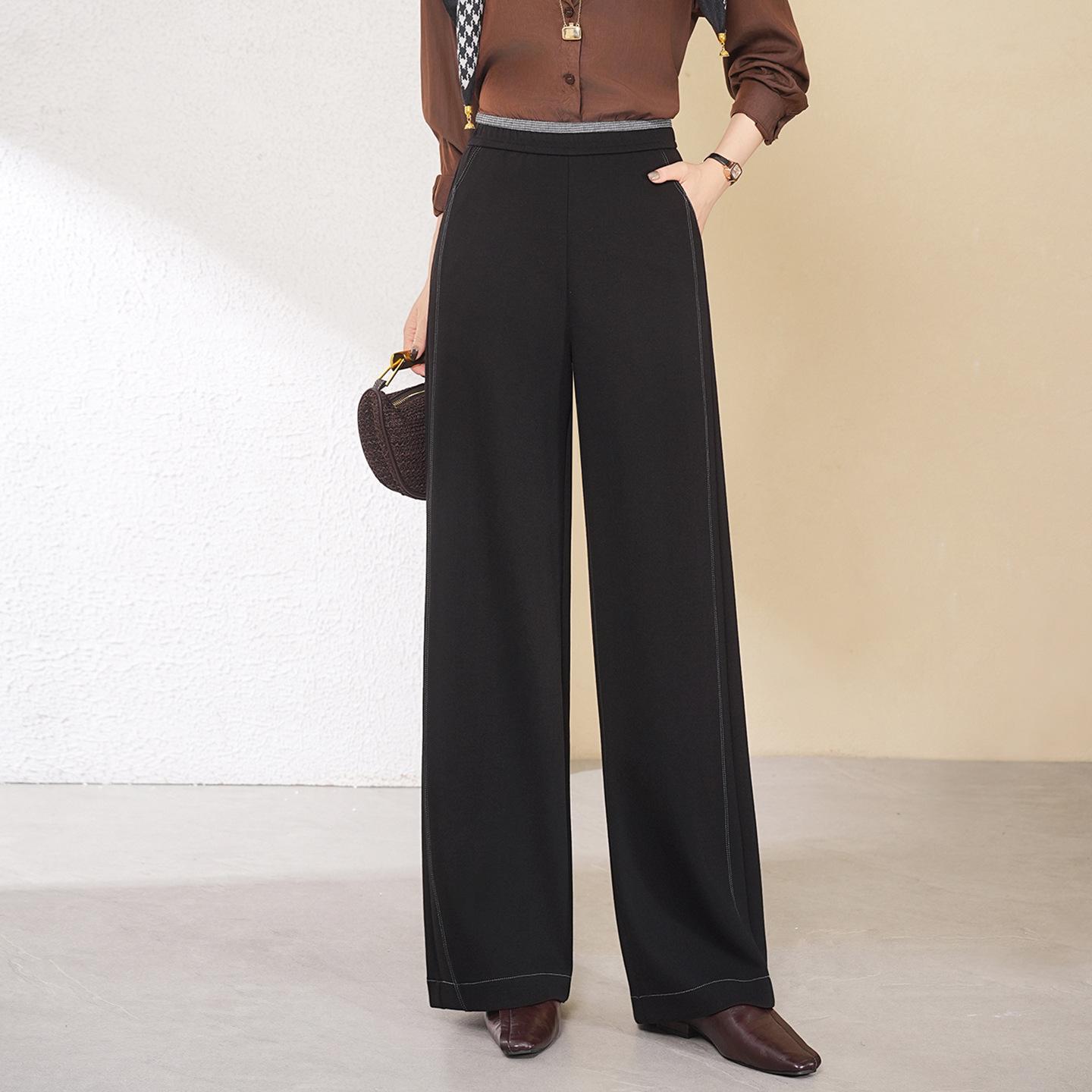 

2025 Women s Korean Style Elastic High Waist Wide Leg Jeans - Slimming Casual Autumn/Winter Fashion M (80-100 jin) чёрный